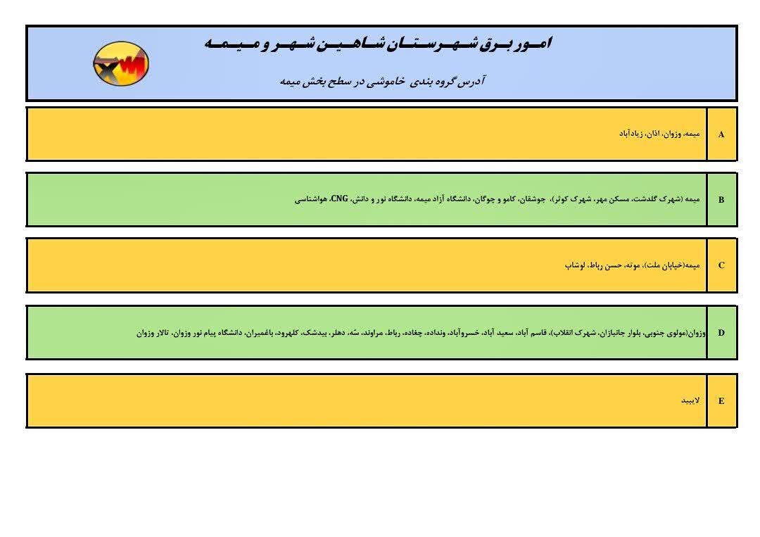 قطعی برق استان اصفهان فردا جمعه ۱۴ شهریور ۱۴۰۴ + جدول