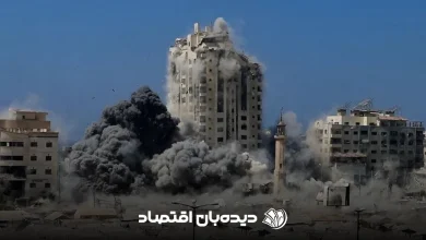 لحظه بمباران برج در غزه